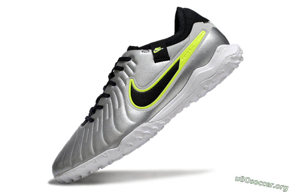 Nike Tiempo Legend 10 Pro TF Football Shoes - Silver/Black/Yellow 5