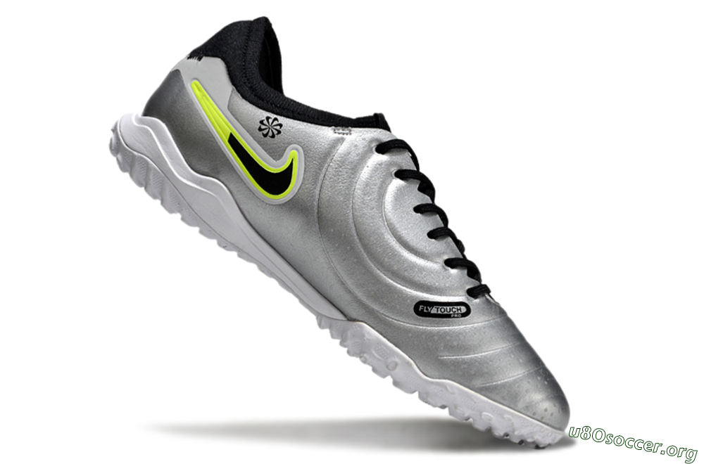 Nike Tiempo Legend 10 Pro TF Football Shoes - Silver/Black/Yellow 4