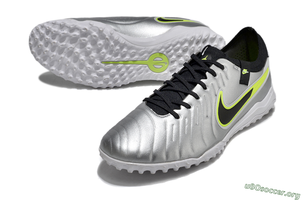 Nike Tiempo Legend 10 Pro TF Football Shoes - Silver/Black/Yellow 0