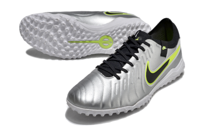 Nike Tiempo Legend 10 Pro TF Football Shoes - Silver/Black/Yellow