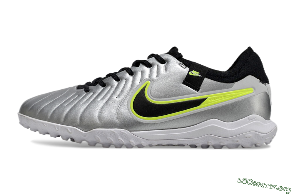 Nike Tiempo Legend 10 Pro TF Football Shoes - Silver/Black/Yellow 3