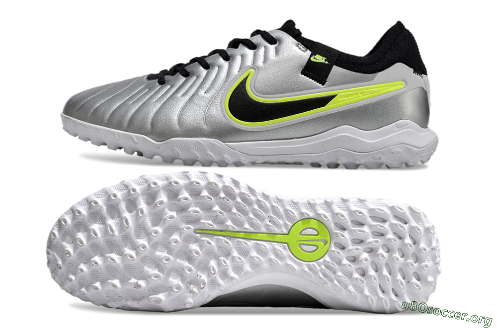 Nike Tiempo Legend 10 Pro TF Football Shoes - Silver/Black/Yellow 1