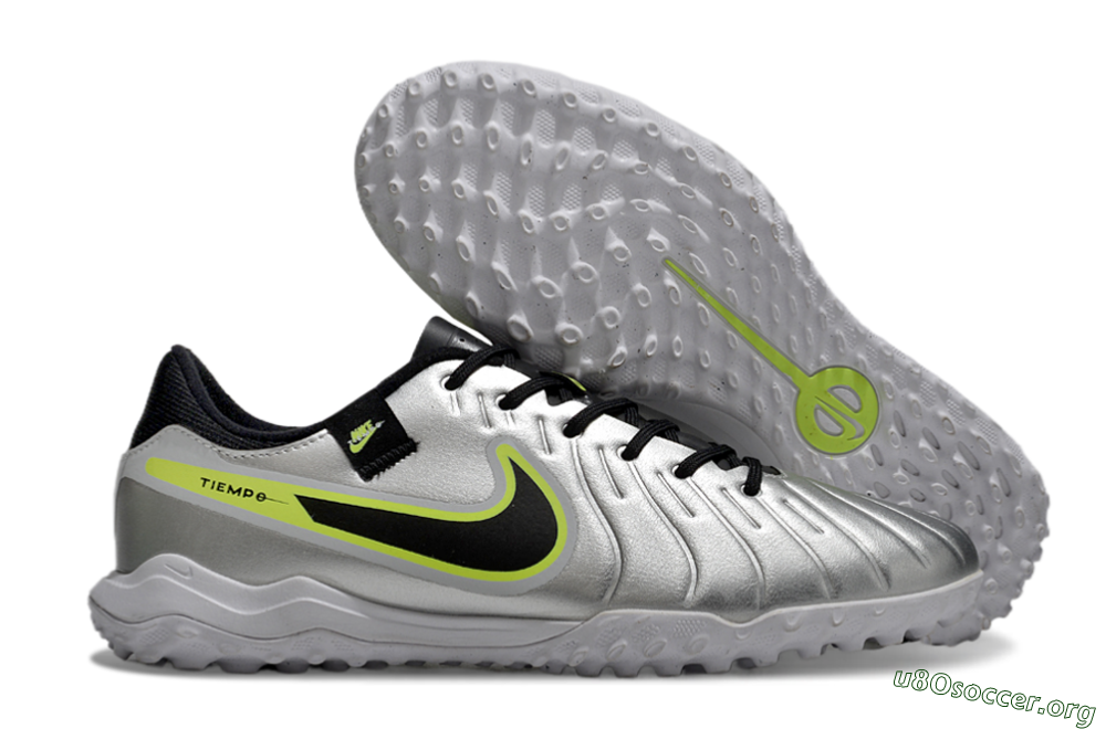 Nike Tiempo Legend 10 TF Football Shoes - Silver/Black/Yellow 2