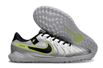 Nike Tiempo Legend 10 TF Football Shoes - Silver/Black/Yellow