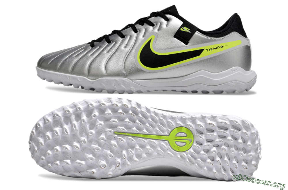 Nike Tiempo Legend 10 TF Football Shoes - Silver/Black/Yellow 1