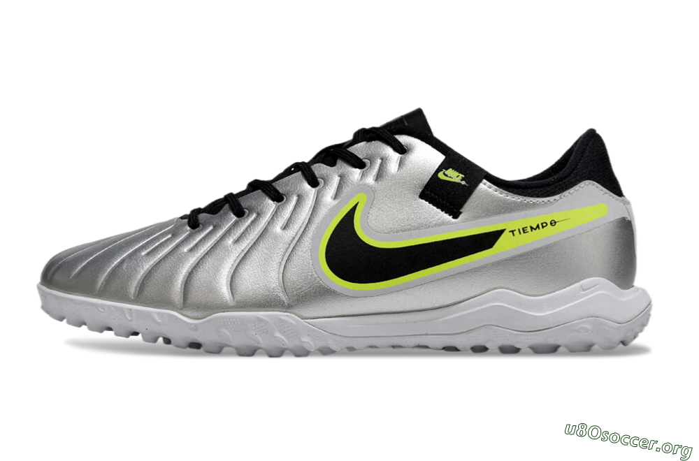 Nike Tiempo Legend 10 TF Football Shoes - Silver/Black/Yellow 3