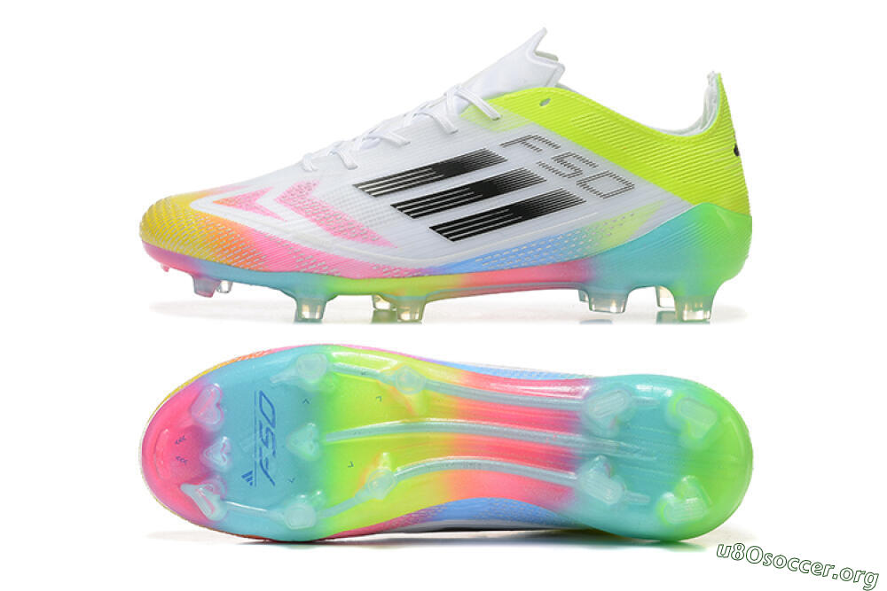 Adidas F50 Elite FG Football Boots - White/Pink/Yellow 1