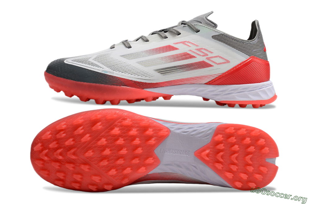 Adidas F50 Pro TF Football Shoes - White/Silver/Red 1