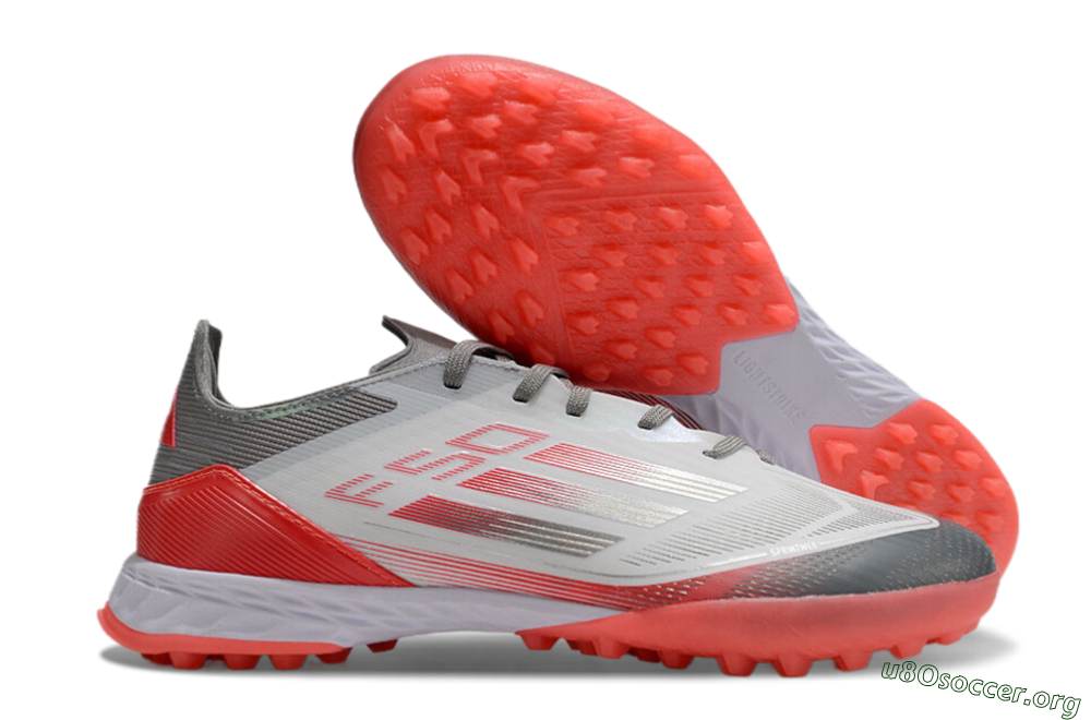 Adidas F50 Pro TF Football Shoes - White/Silver/Red 2
