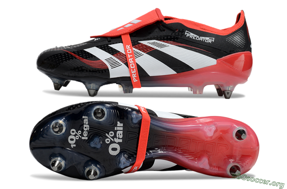 Adidas Predator 25 Elite Foldover Tongue SG Football Boots - Black/White/Red 1