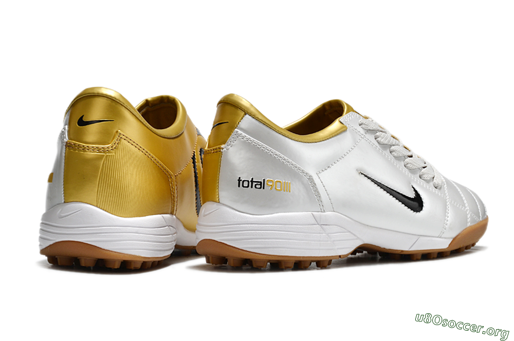 Nike Total 90 II TF Football Shoes - Silver/Black/Gold 6