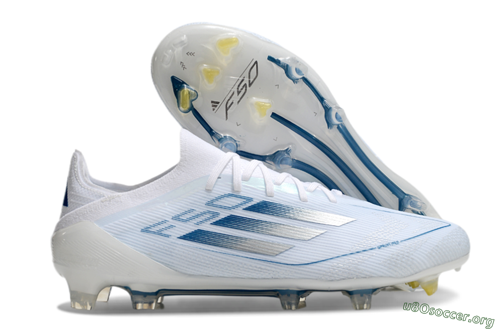 Adidas F50 Elite FG Football Boots - White/Silver/Blue 2