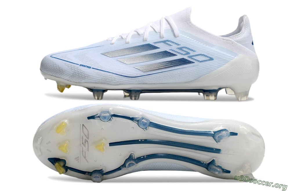 Adidas F50 Elite FG Football Boots - White/Silver/Blue 1