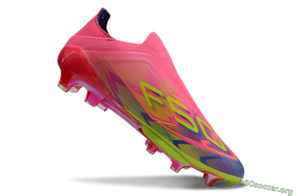 Adidas F50+ Elite Lightstrike Pro Laceless FG Football Boots - Pink/Blue/Yellow 4