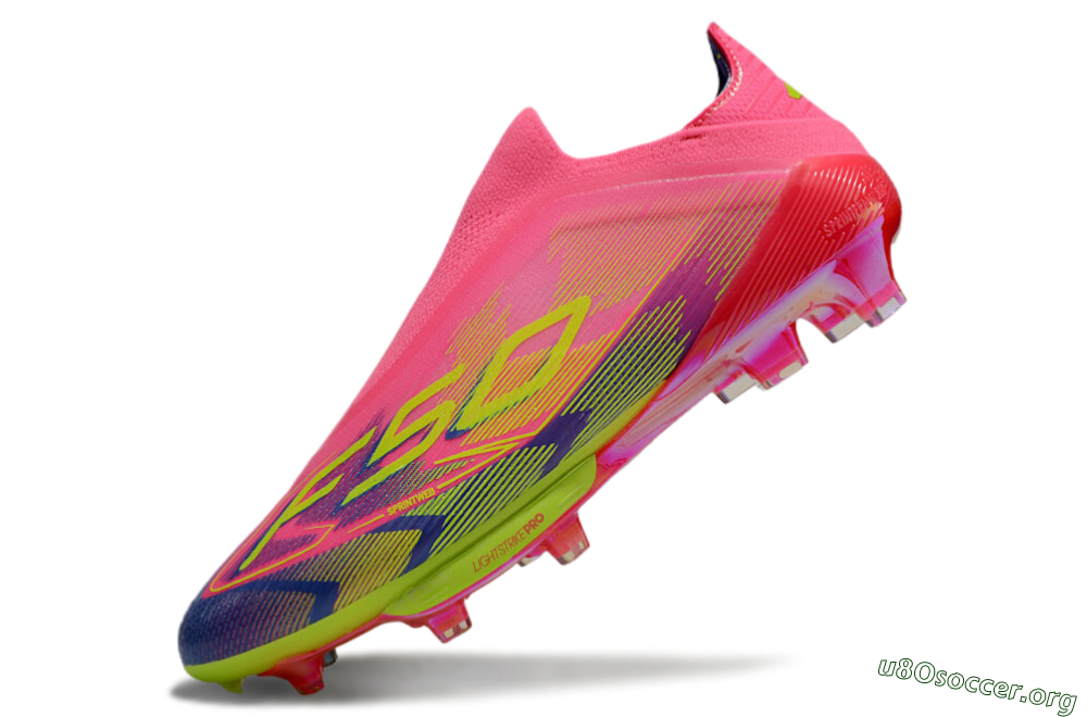 Adidas F50+ Elite Lightstrike Pro Laceless FG Football Boots - Pink/Blue/Yellow 5
