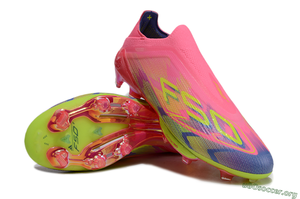Adidas F50+ Elite Lightstrike Pro Laceless FG Football Boots - Pink/Blue/Yellow 0