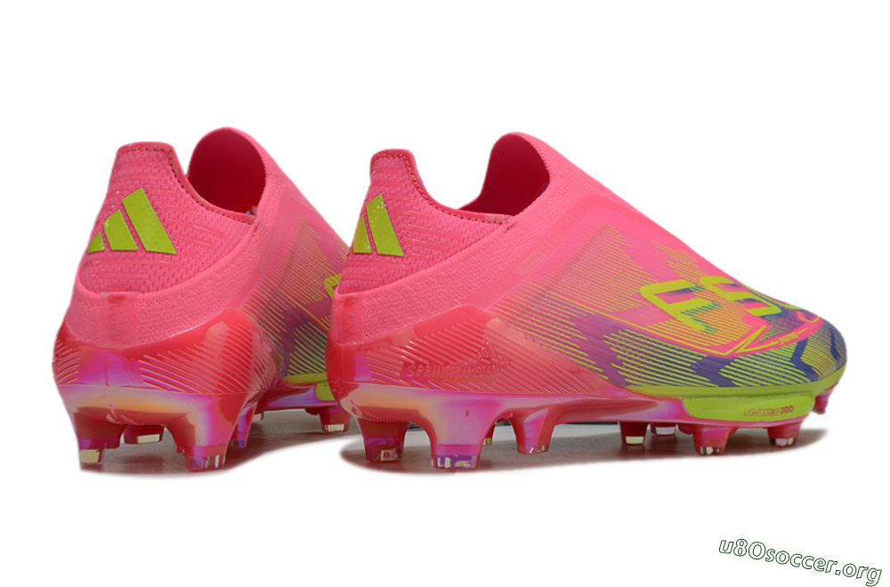 Adidas F50+ Elite Lightstrike Pro Laceless FG Football Boots - Pink/Blue/Yellow 6