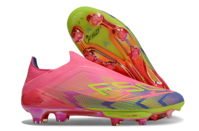 Adidas F50+ Elite Lightstrike Pro Laceless FG Football Boots - Pink/Blue/Yellow