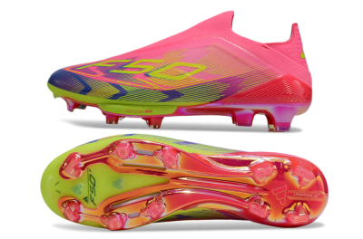 Adidas F50+ Elite Lightstrike Pro Laceless FG Football Boots - Pink/Blue/Yellow