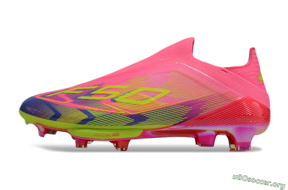 Adidas F50+ Elite Lightstrike Pro Laceless FG Football Boots - Pink/Blue/Yellow 3