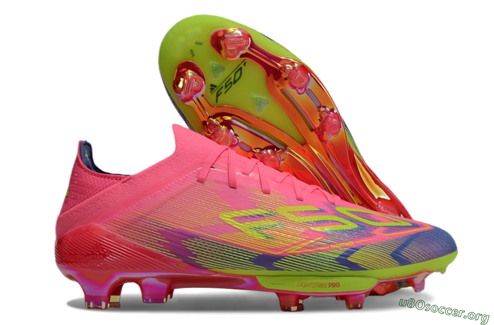 Adidas F50 Elite Lightstrike Pro FG Football Boots - Pink/Blue/Yellow 2