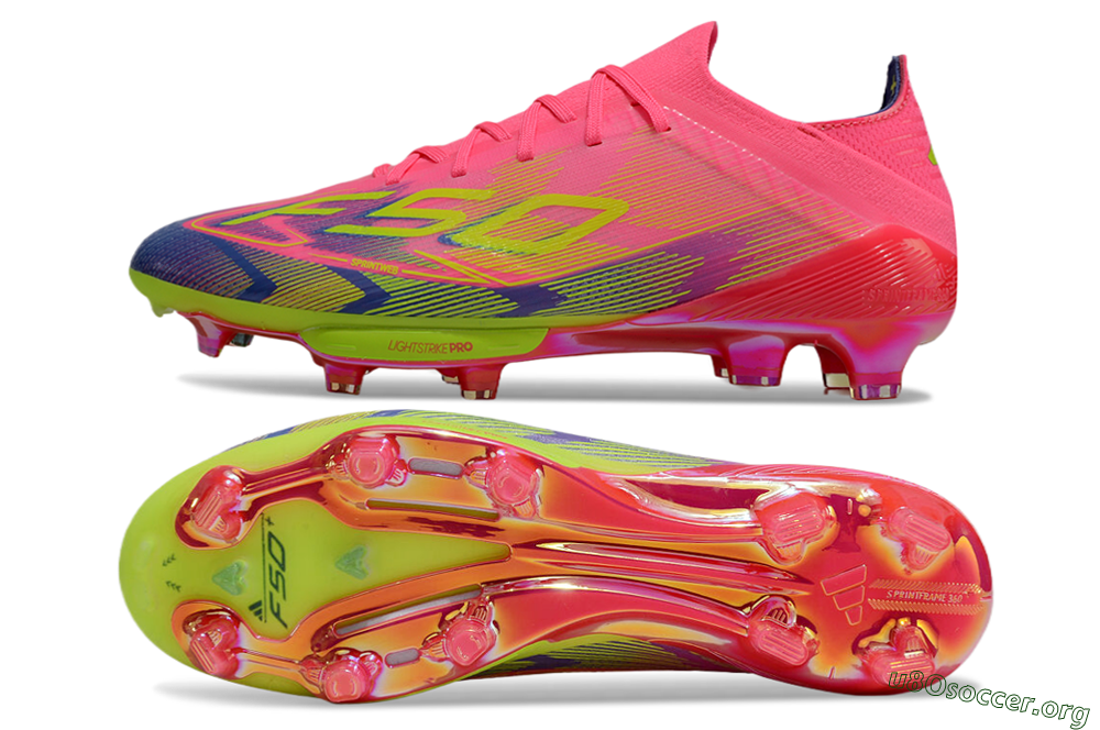 Adidas F50 Elite Lightstrike Pro FG Football Boots - Pink/Blue/Yellow 1