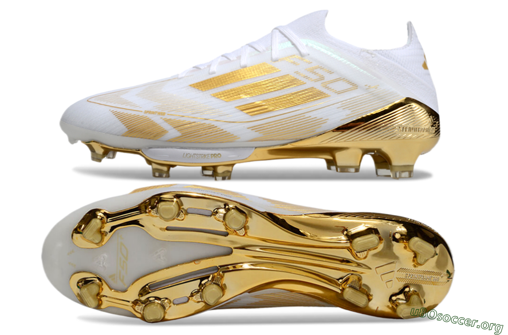 Adidas F50+ Elite Lightstrike Pro FG Football Boots - White/Gold 1