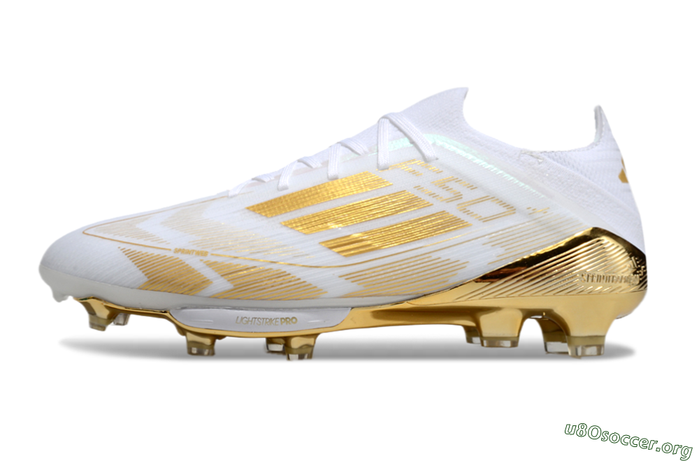 Adidas F50+ Elite Lightstrike Pro FG Football Boots - White/Gold 3