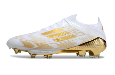 Adidas F50+ Elite Lightstrike Pro FG Football Boots - White/Gold