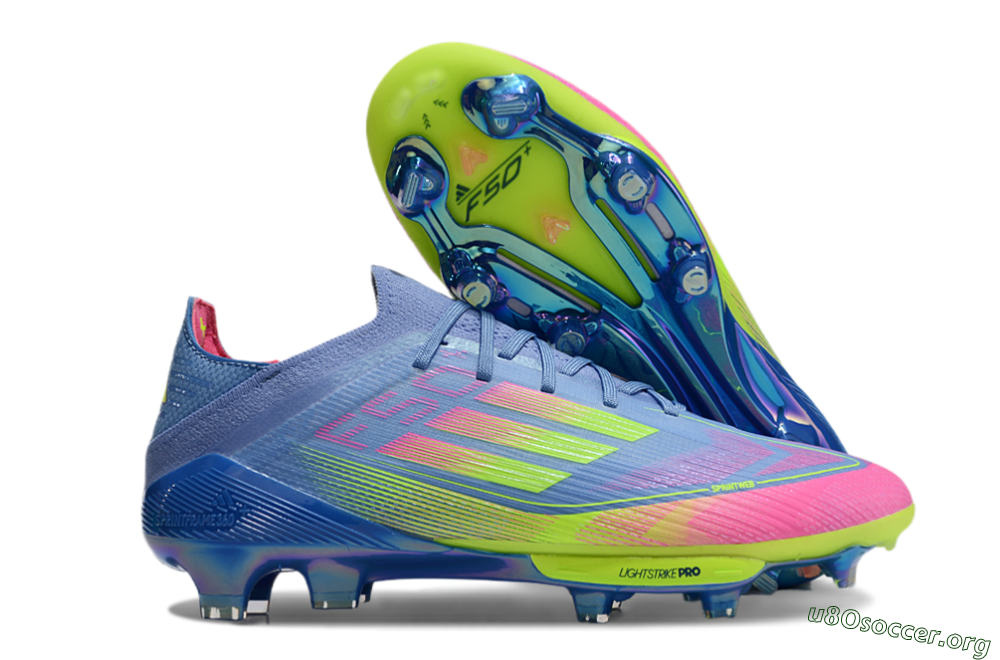 Adidas F50+ Elite Lightstrike Pro FG Football Boots - Blue/Pink/Yellow 2