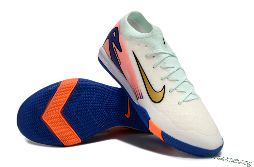Nike Air Zoom Mercurial Vapor 16 Elite IC Football Shoes - Jade/Gold/Pink/Blue 0