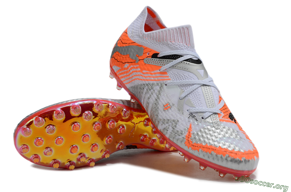 Puma Future Ultimate MG Football Boots - Silver/White/Orange 0