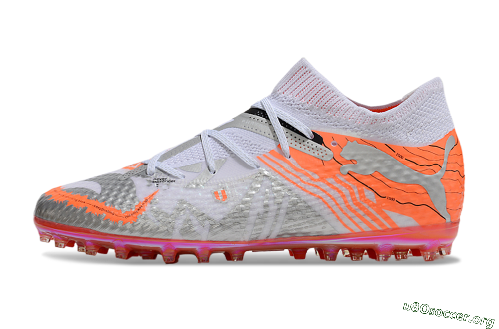 Puma Future Ultimate MG Football Boots - Silver/White/Orange 3