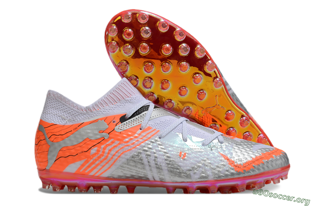 Puma Future Ultimate MG Football Boots - Silver/White/Orange 2