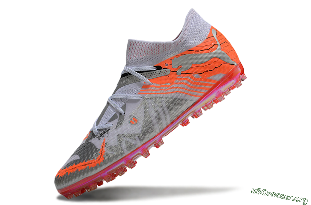Puma Future Ultimate MG Football Boots - Silver/White/Orange 5