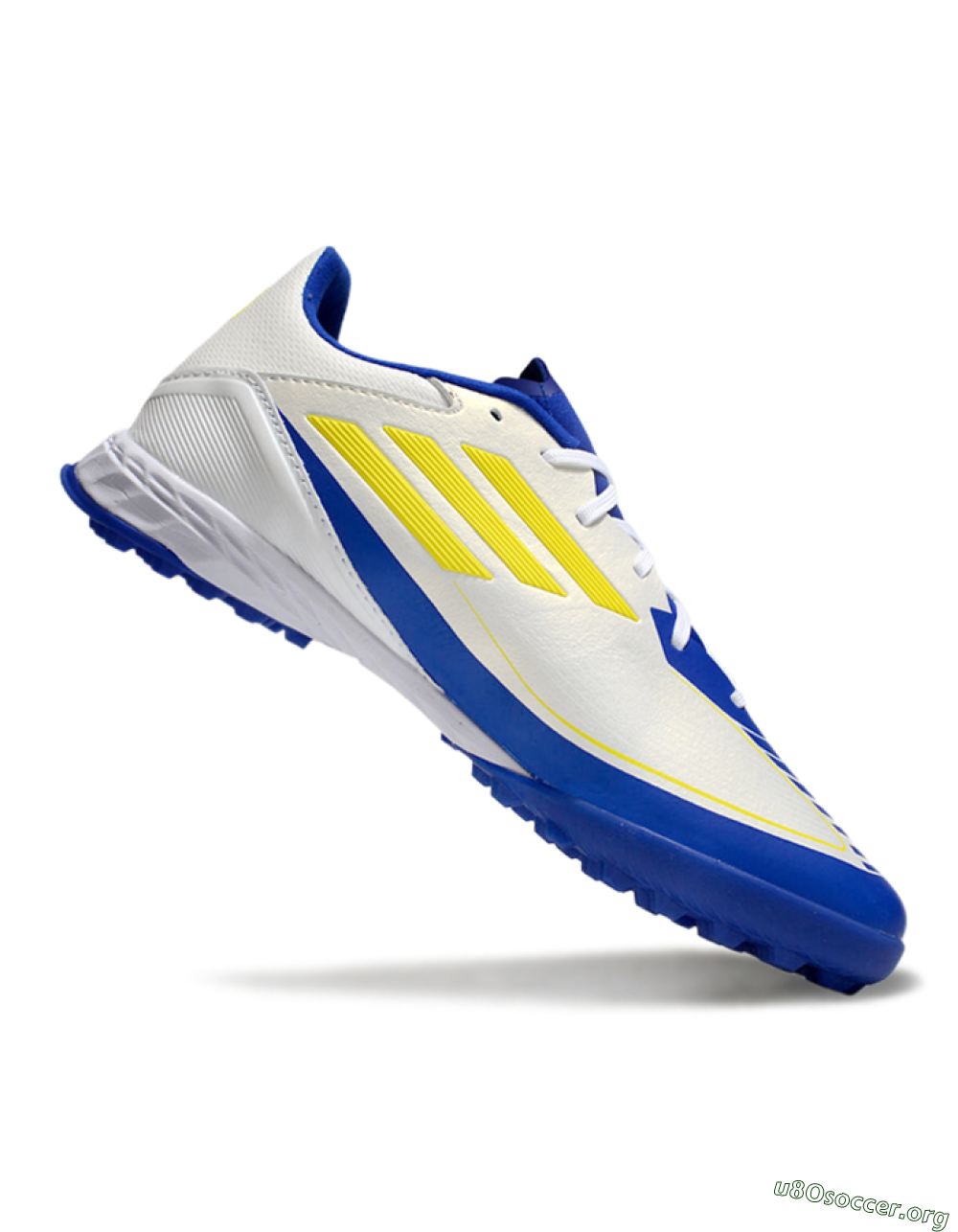 Messi x Adidas F50 Pro TF Football Shoes - White/Yellow/Blue 4
