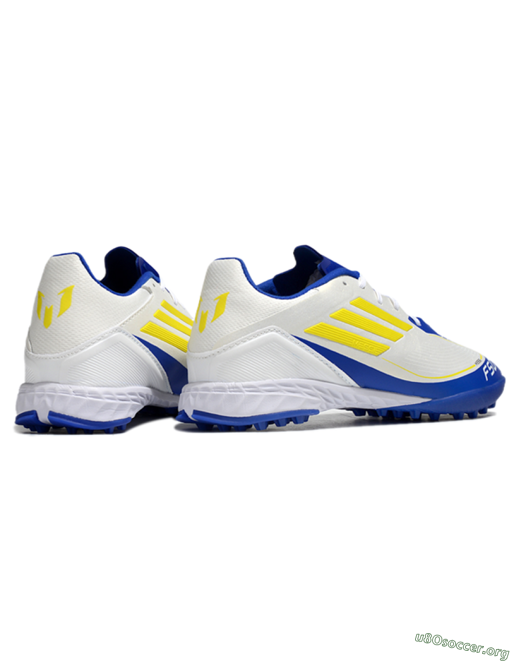 Messi x Adidas F50 Pro TF Football Shoes - White/Yellow/Blue 6