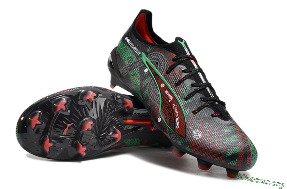 Puma Ultra Ultimate FG Football Boots - Black/Red/Green 0