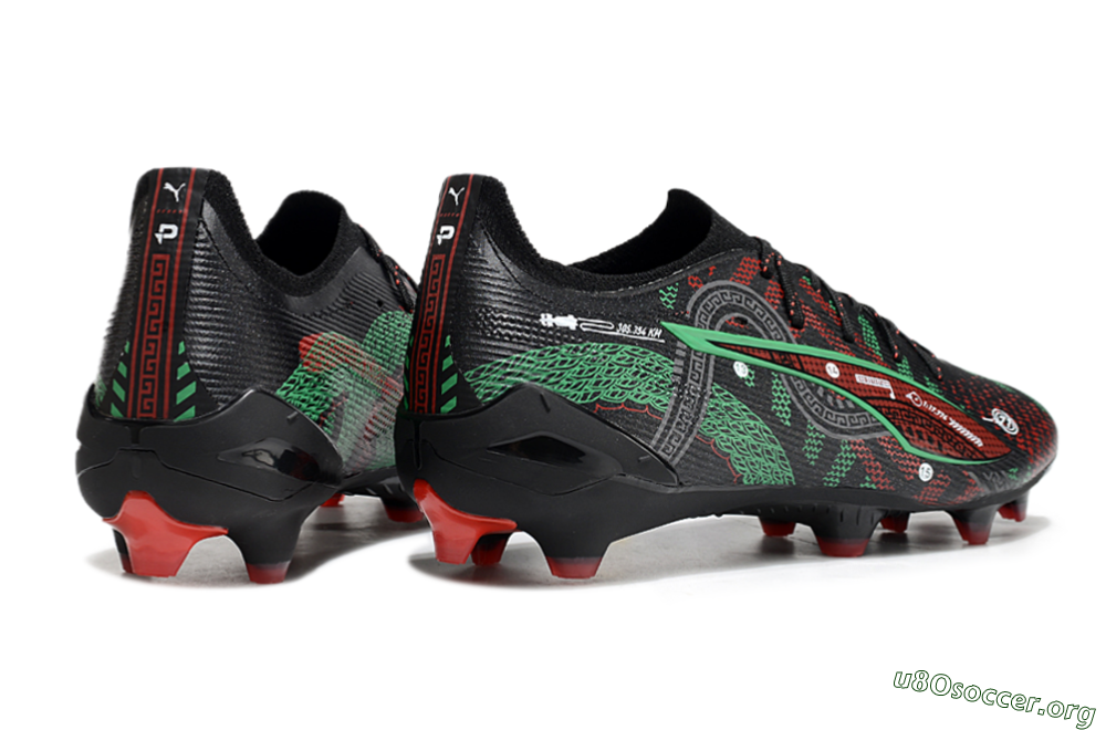 Puma Ultra Ultimate FG Football Boots - Black/Red/Green 6