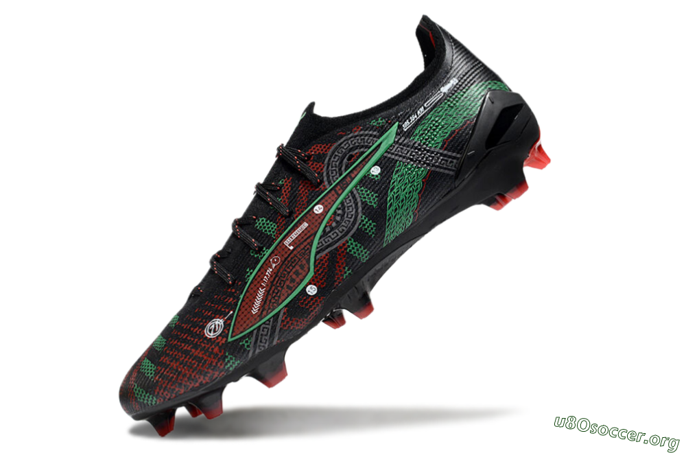 Puma Ultra Ultimate FG Football Boots - Black/Red/Green 5