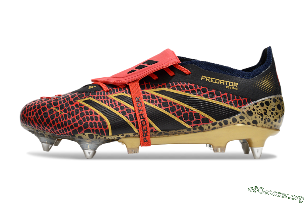 Adidas Predator 25 Elite Foldover Tongue SG Football Boots - Black/Red/Gold 3