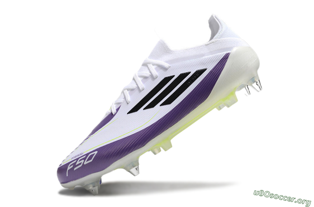 Messi x Adidas F50 Elite SG Football Boots - White/Black/Purple 5
