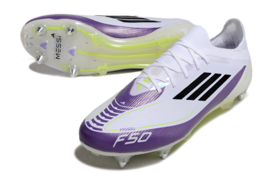 Messi x Adidas F50 Elite SG Football Boots - White/Black/Purple