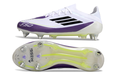 Messi x Adidas F50 Elite SG Football Boots - White/Black/Purple