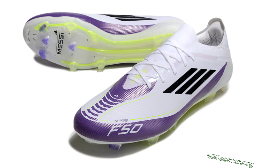 Messi x Adidas F50 Elite FG Football Boots - White/Black/Purple 0