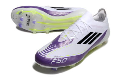 Messi x Adidas F50 Elite FG Football Boots - White/Black/Purple