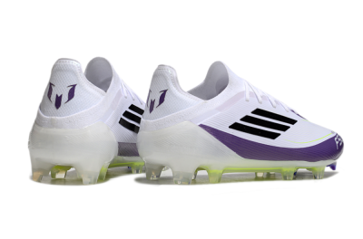 Messi x Adidas F50 Elite FG Football Boots - White/Black/Purple