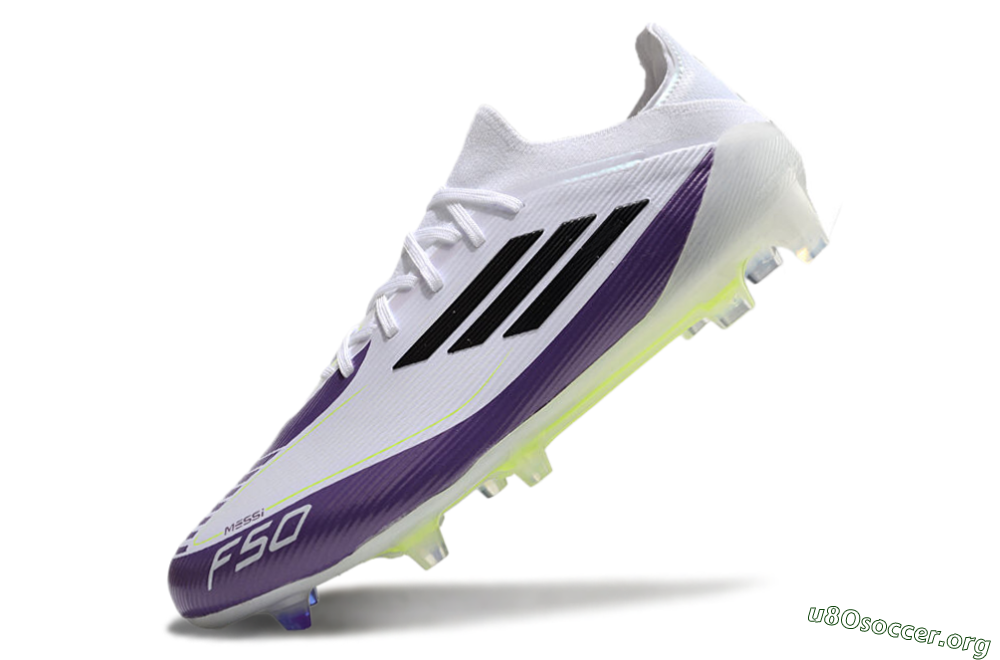 Messi x Adidas F50 Elite FG Football Boots - White/Black/Purple 5