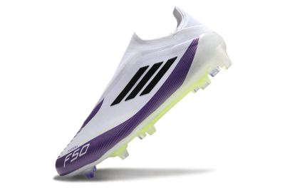 Messi x Adidas F50 Elite Laceless FG Football Boots - White/Black/Purple