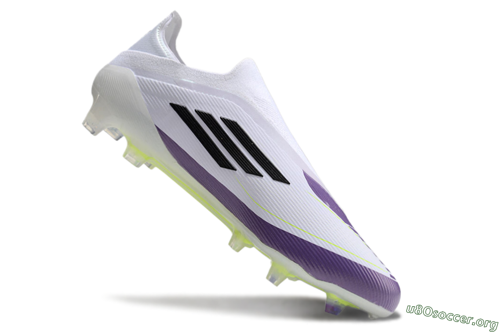 Messi x Adidas F50 Elite Laceless FG Football Boots - White/Black/Purple 4